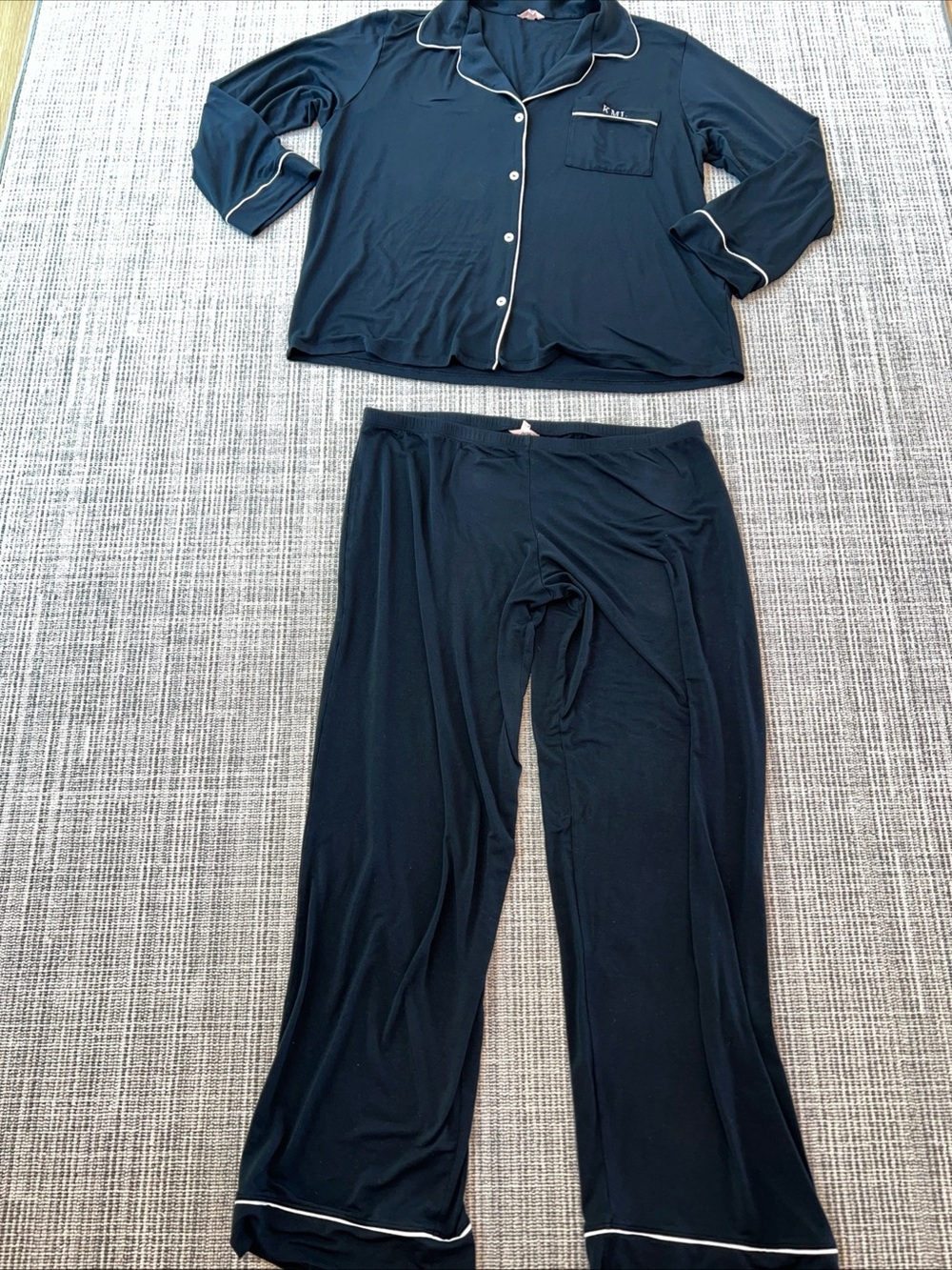 Eberjey Gisele Tencel Modal Long PJ Set Black size XL Pajama